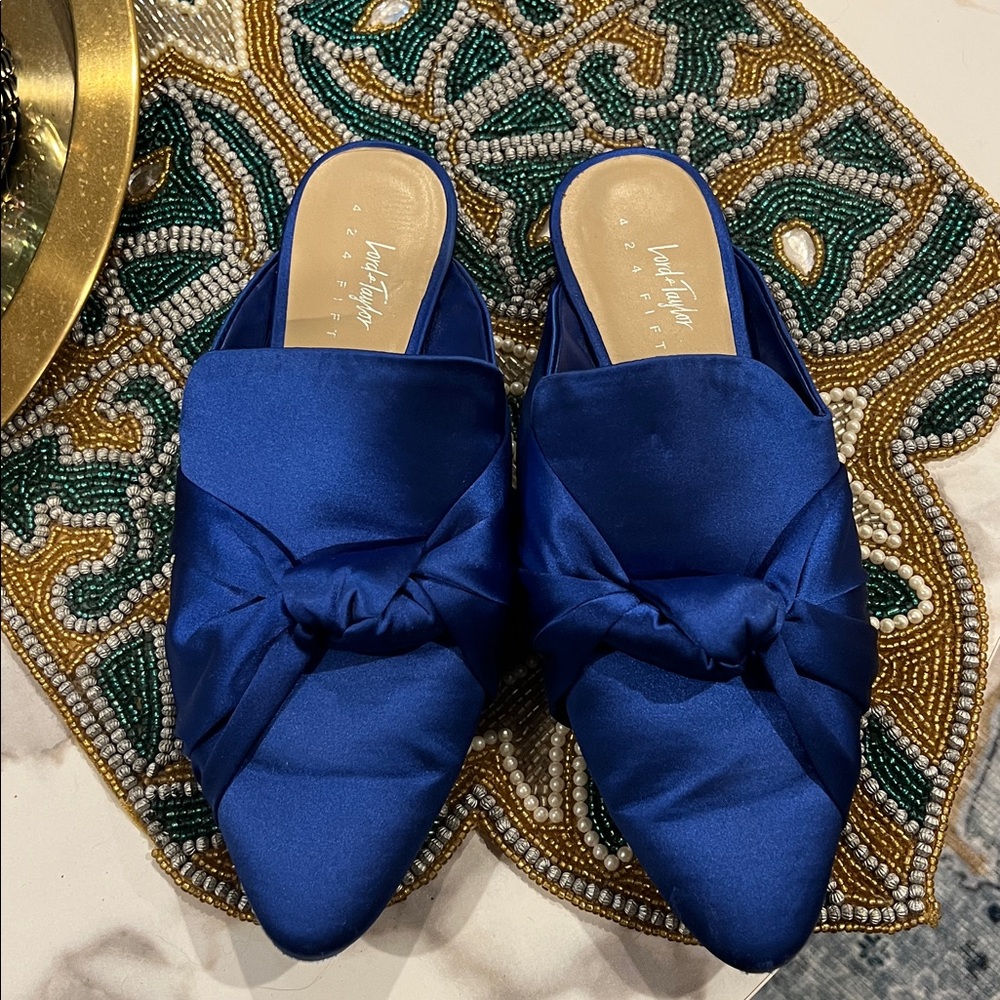 Lord & Taylor Blue Satin Flats
